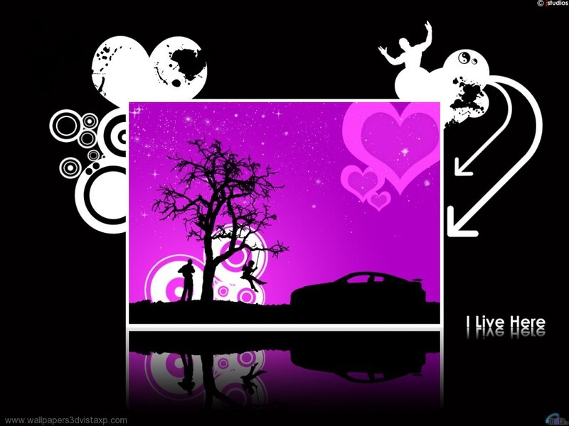 purple love scene with silhouettes