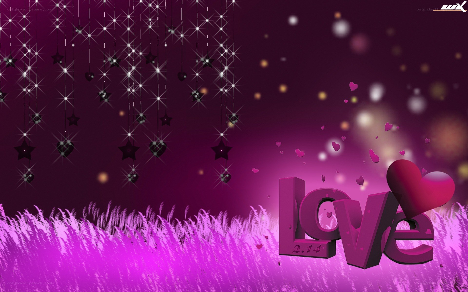 Purple love theme with hearts