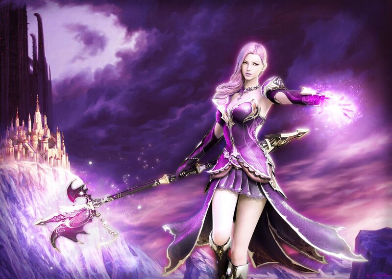 purple mage with staff