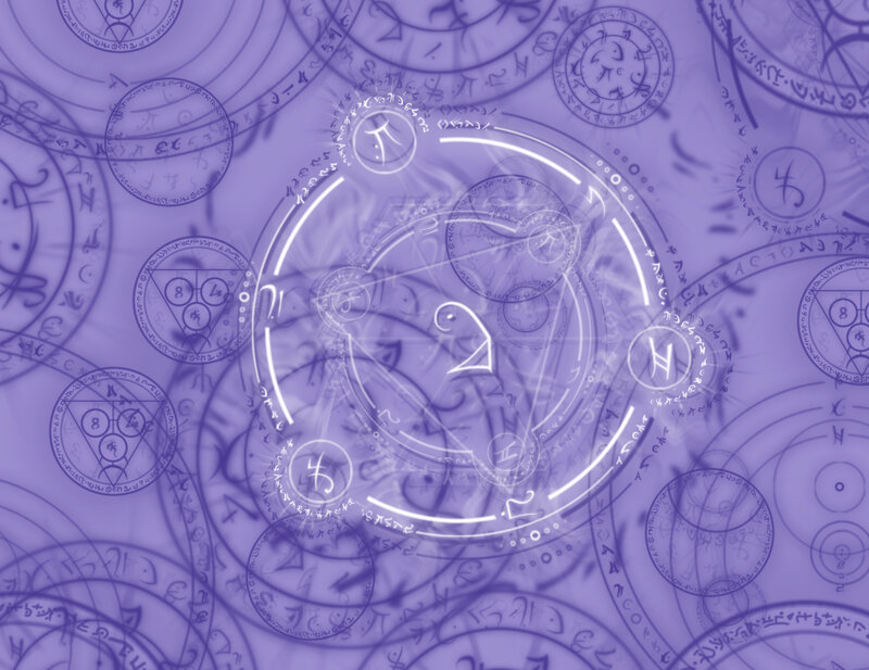 purple magical symbols