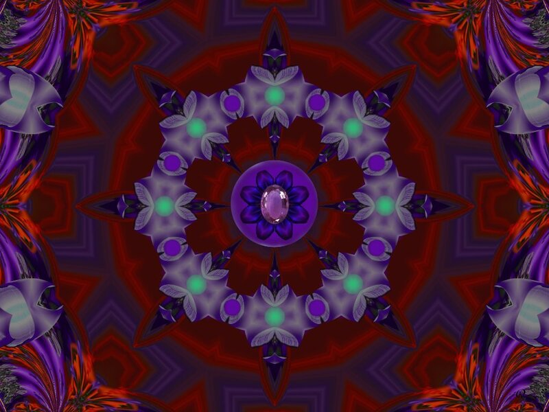 purple mandala with gem center