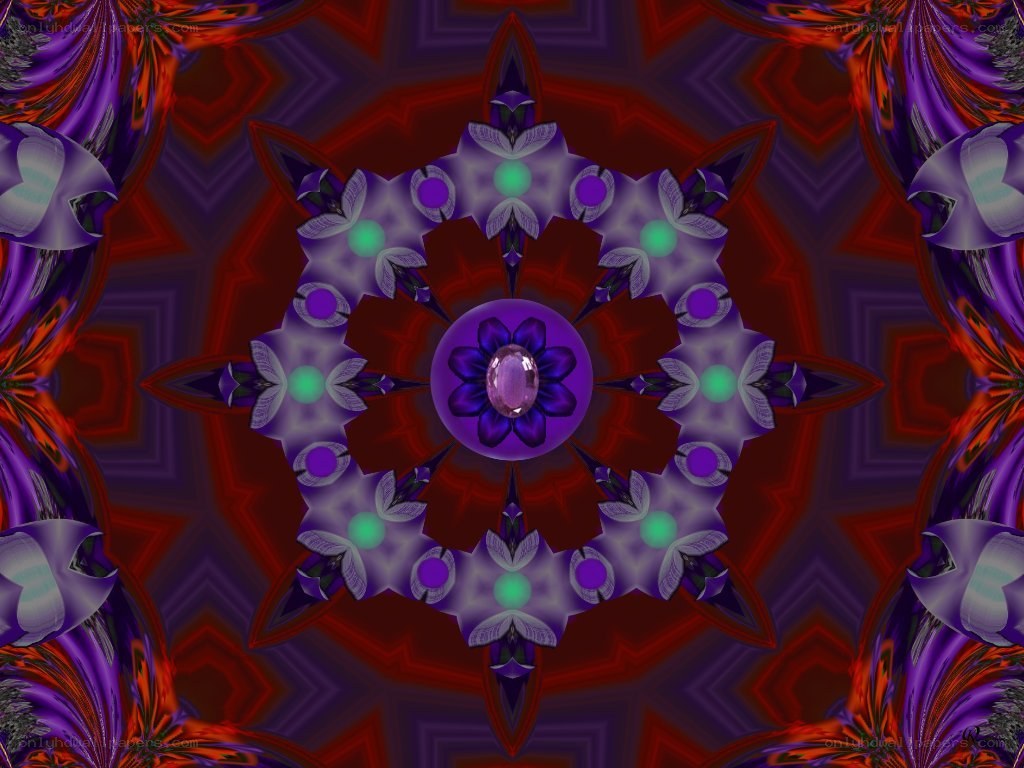 purple mandala with gem center