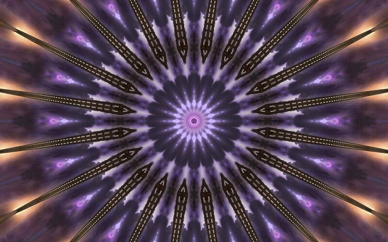 Purple mandala with radiant beams