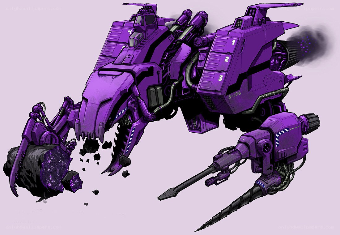purple mech mining vehicle