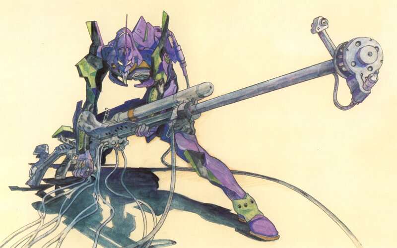Purple Mecha Holding Weapon