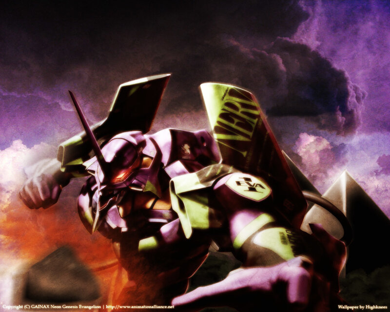 Purple Mecha Robot — Dramatic, Anime, Mech, Clouds