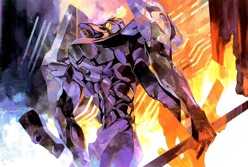 Purple Mecha Robot — Dramatic, Digital Art, Mech, Fire