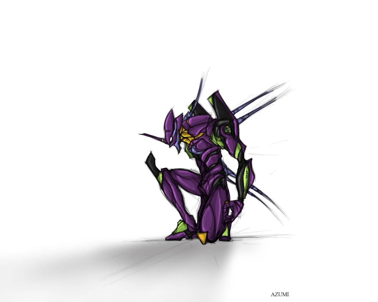 purple mecha robot sketch