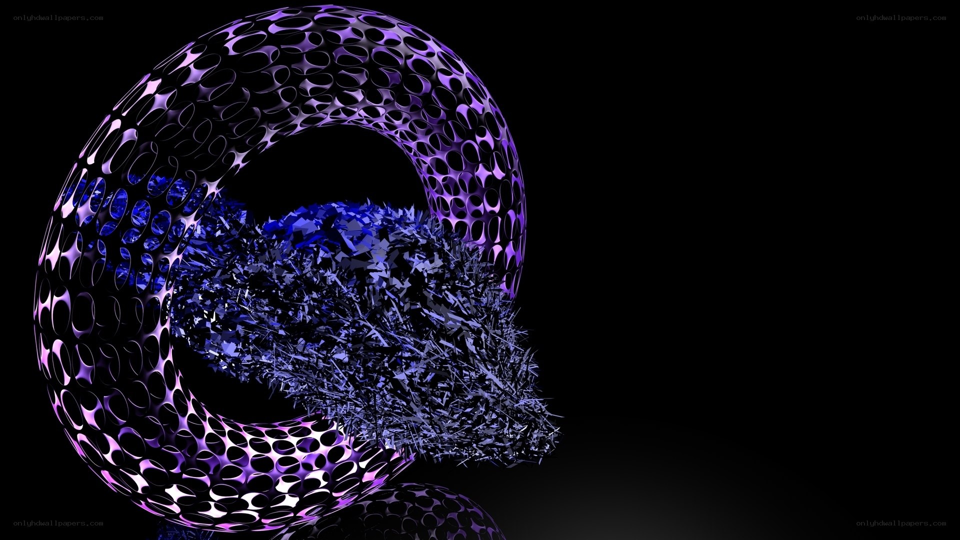 purple mesh sphere with blue core