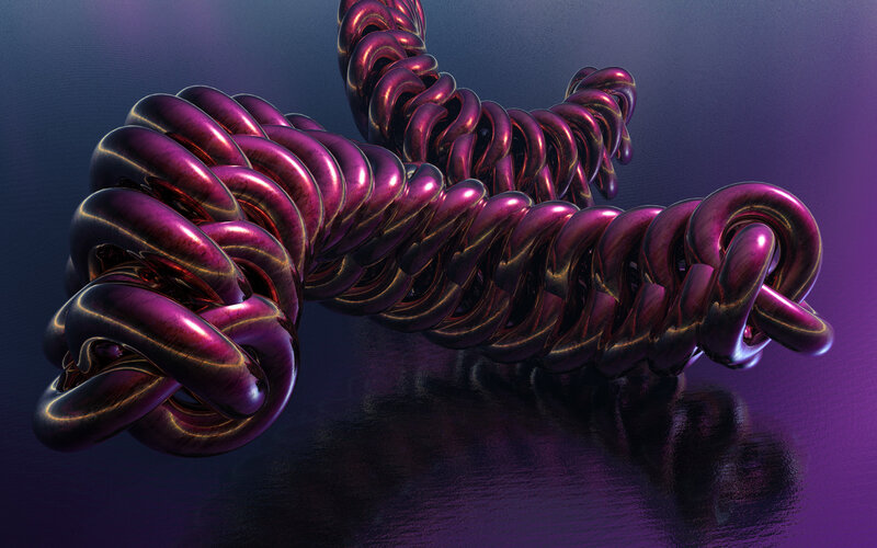 Purple metallic spiral sculpture