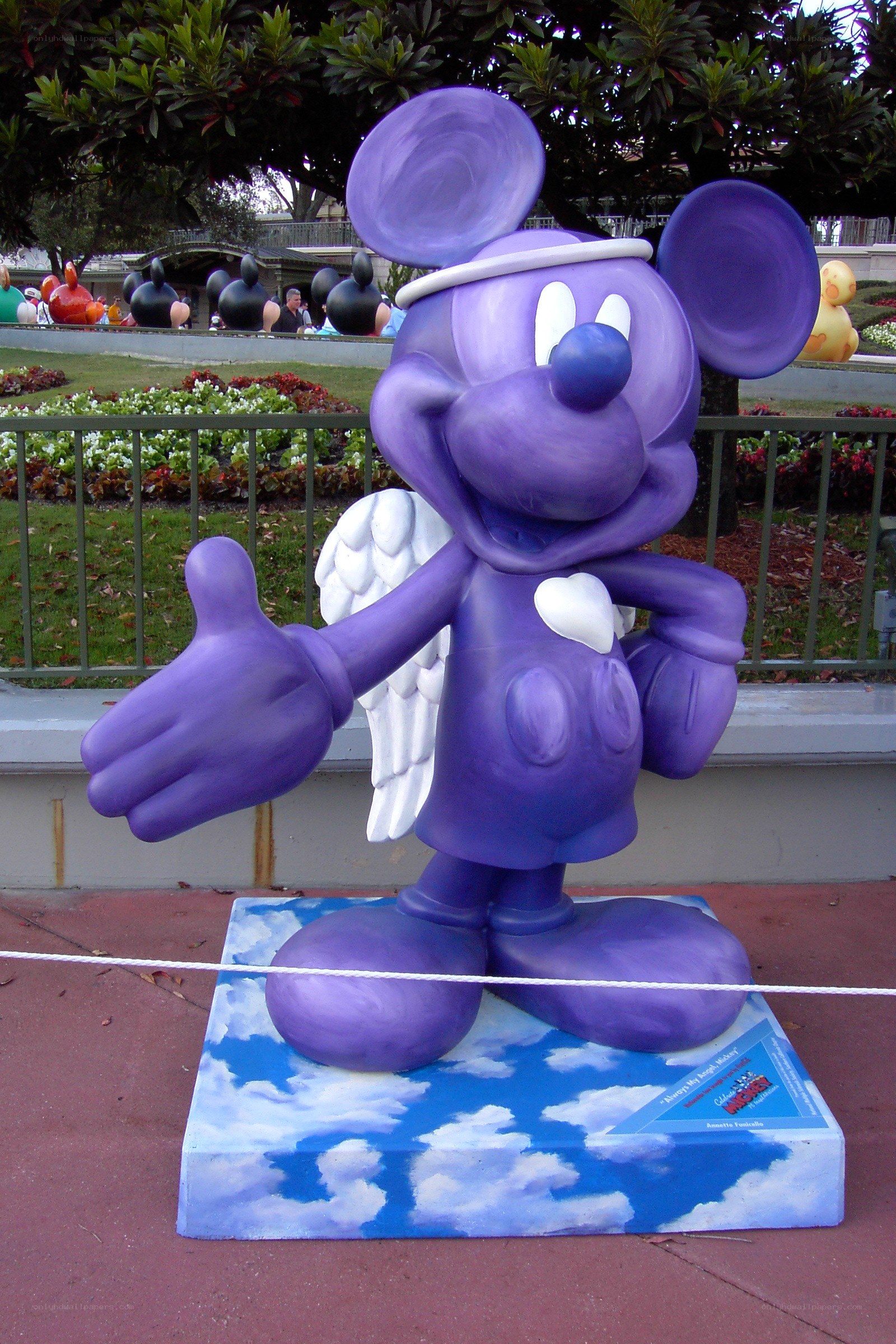 Purple Mickey Mouse angel statue