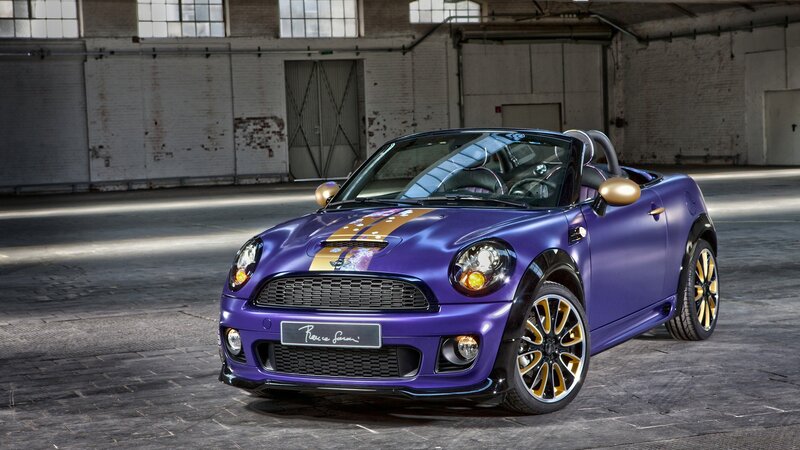 purple mini cooper convertible