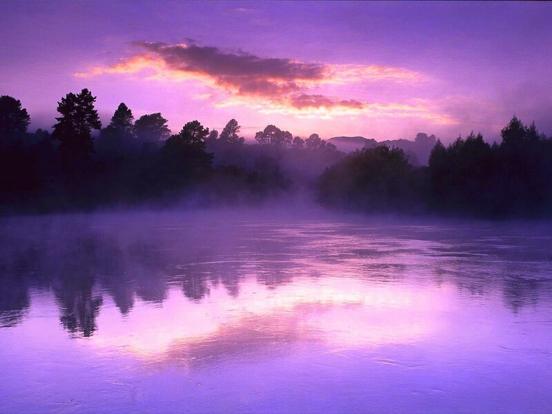 Purple Mist Over River at Dawn