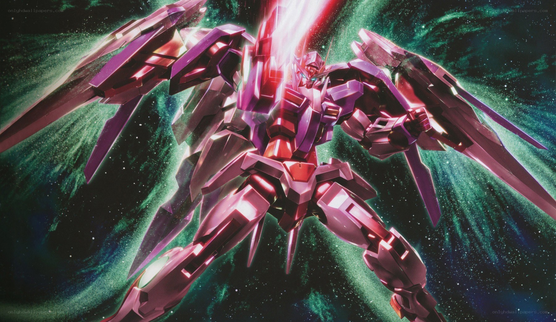 purple mobile suit in space