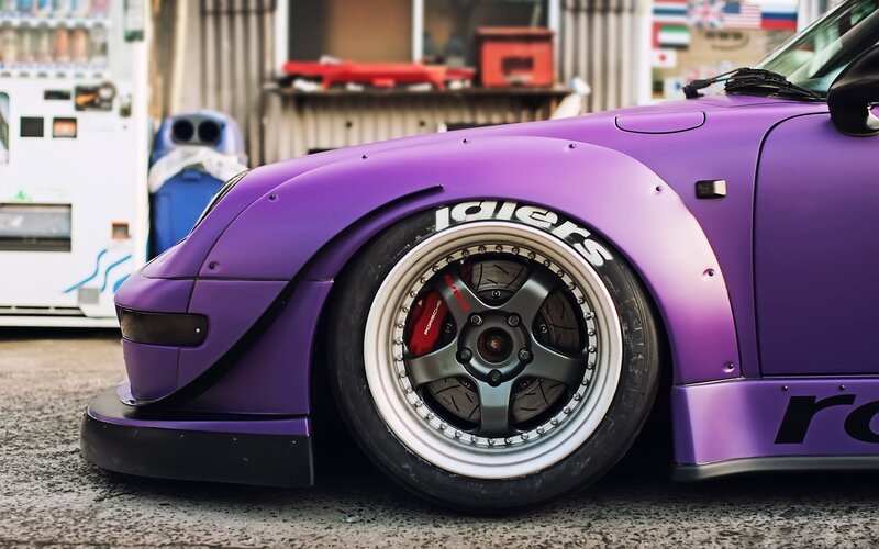Purple Modified Car — Dramatic, Afternoon