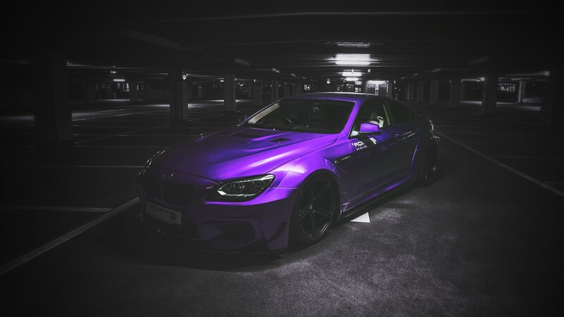Purple Modified Car — Dramatic, Night, Photograph