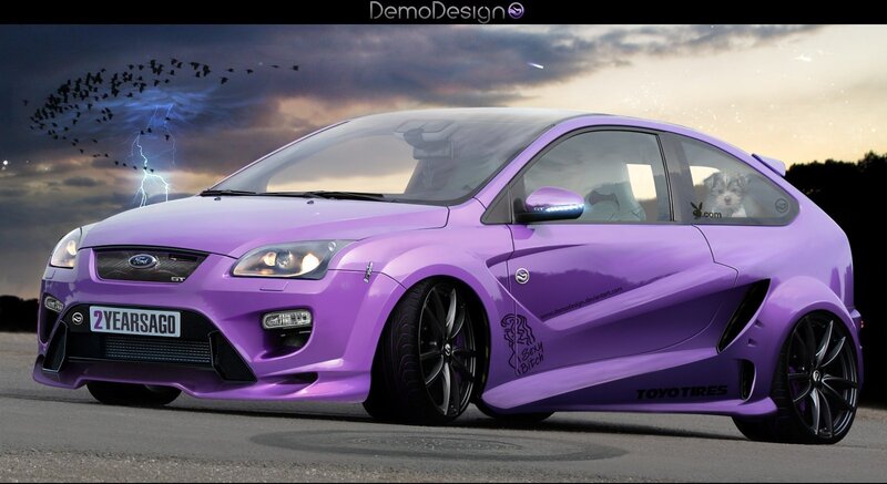 Purple Modified Car — Dramatic, Sunset, Digital Art