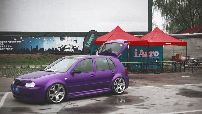 Purple Modified Car — Outdoor, Afternoon