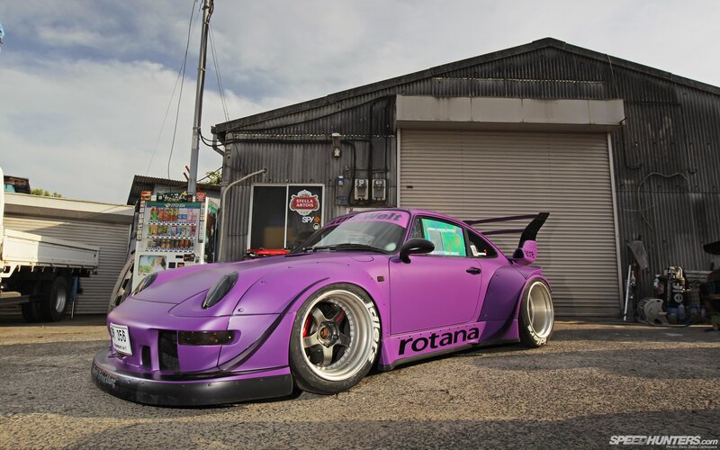 Purple modified Porsche sports car