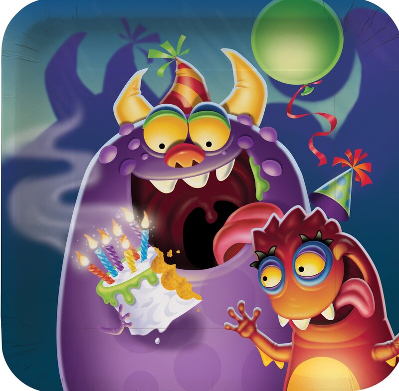 Purple Monster Eating Cake