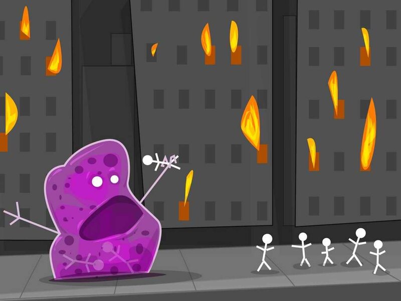 Purple Monster in City — Chaotic, Night, Digital Art