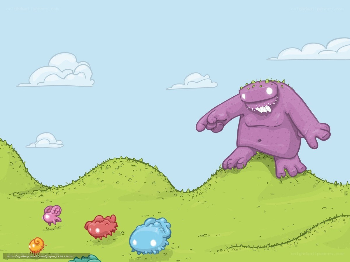 Purple monster on a hill