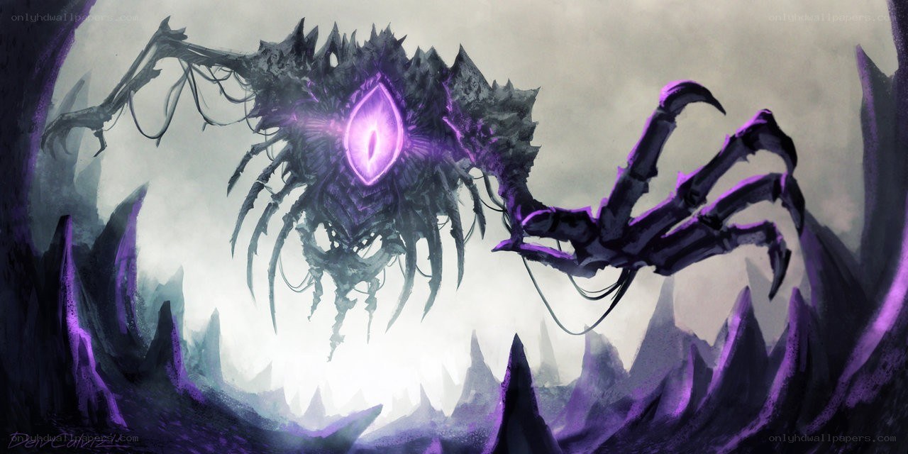 purple monster with glowing eye