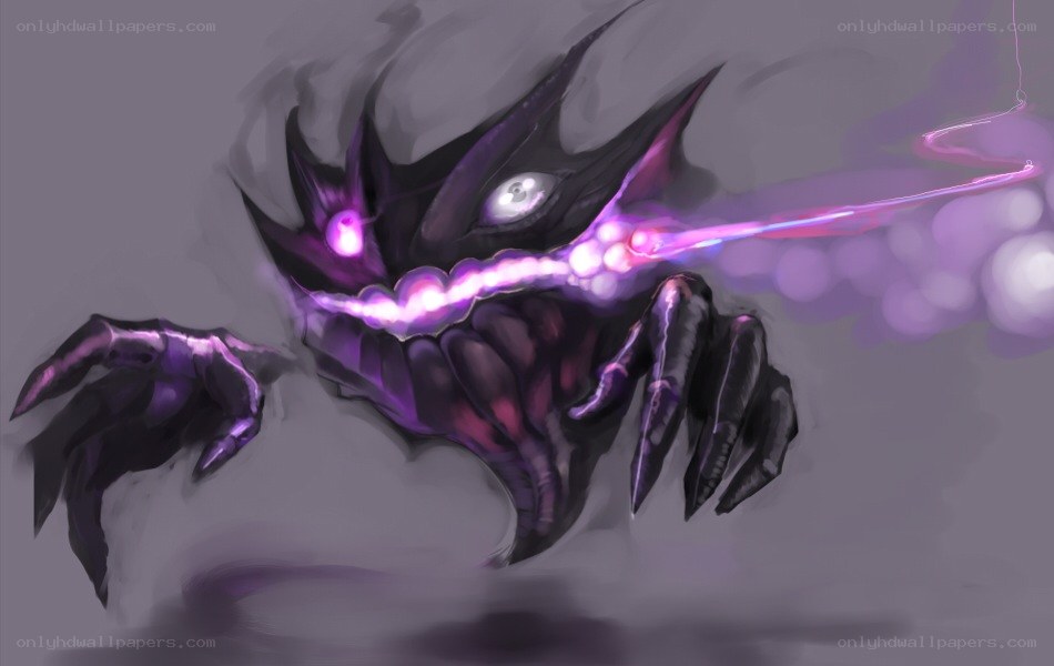 purple monster with glowing eyes