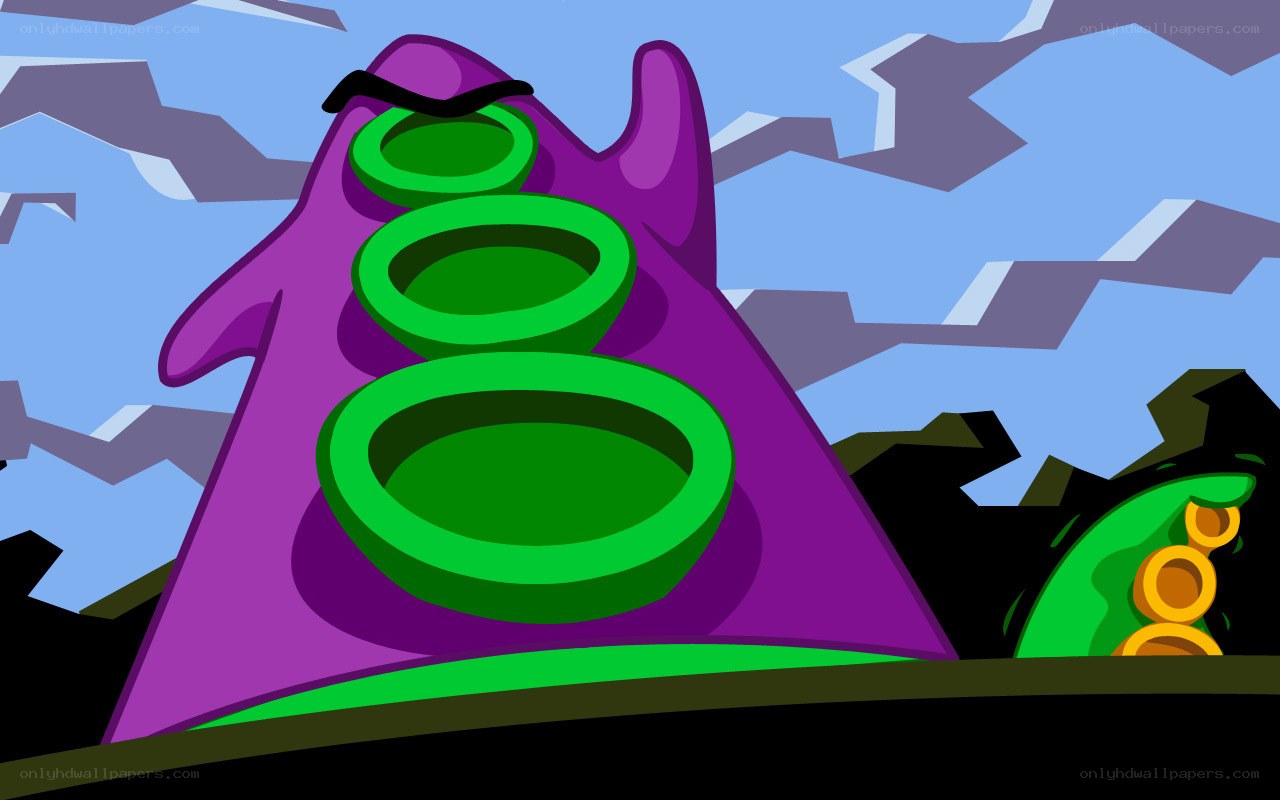 purple monster with green rings