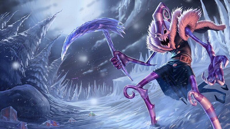 Purple Monster with Scythe — Dramatic