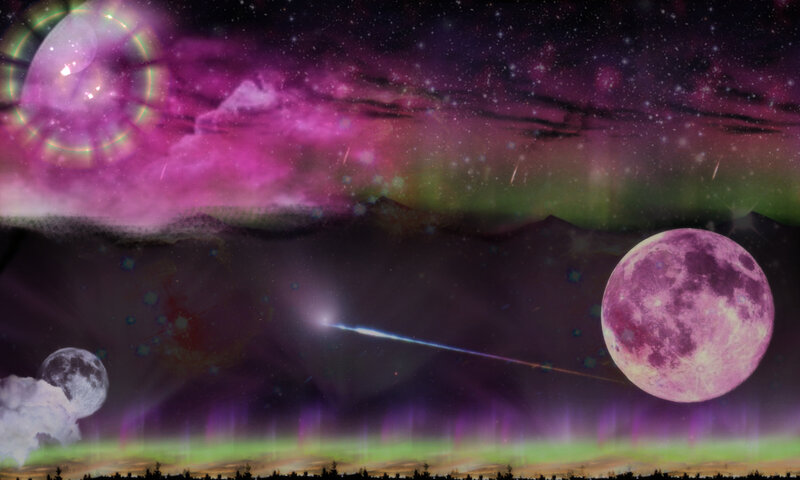 Purple Moon in Night Sky — Dramatic