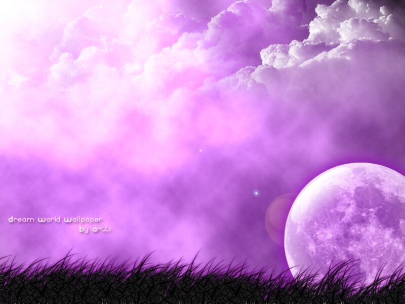 Purple Moon over Grass