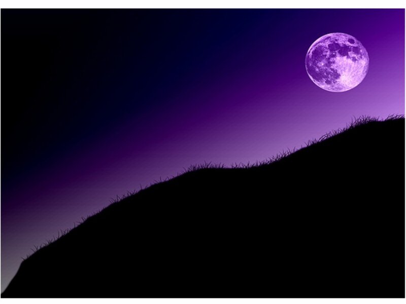 purple moon over hill