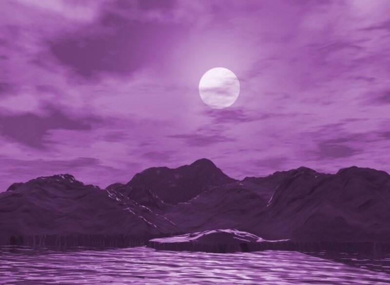 Purple Moon over Mountains — Serene