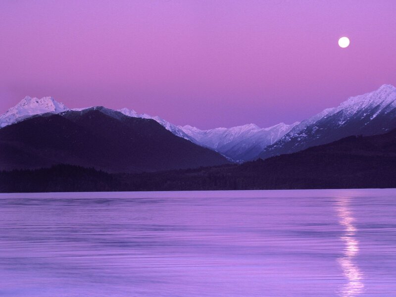 Purple Moon Over Mountains