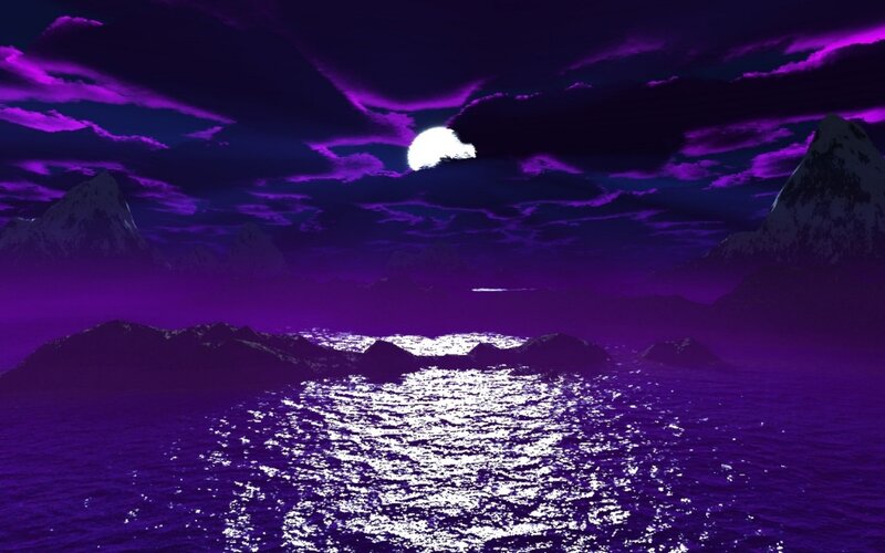 Purple Moon over Ocean — Dramatic