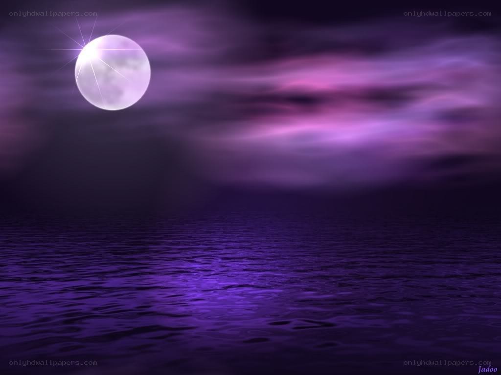 Purple moon over the sea