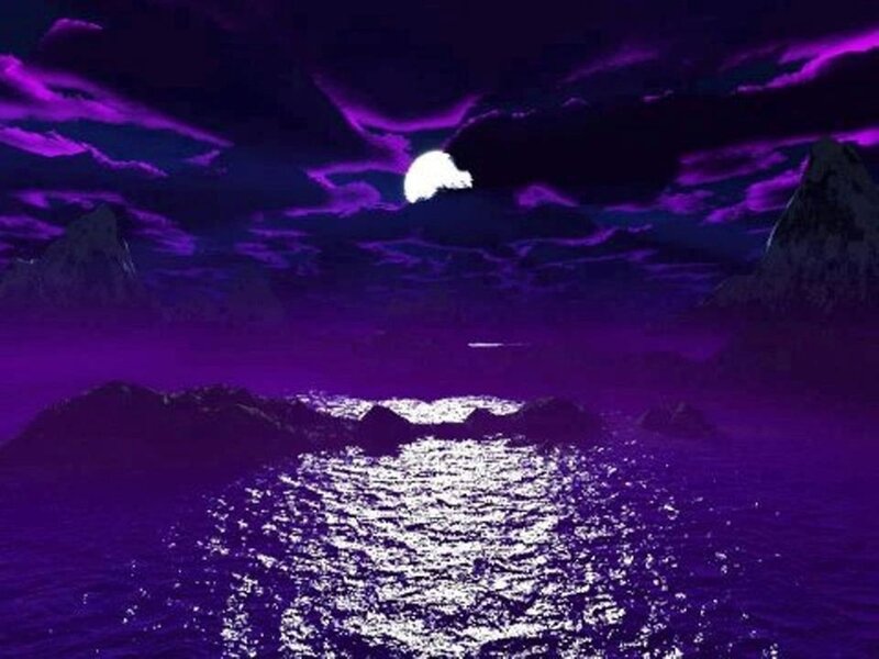 Purple Moon over Water — Dramatic, Night