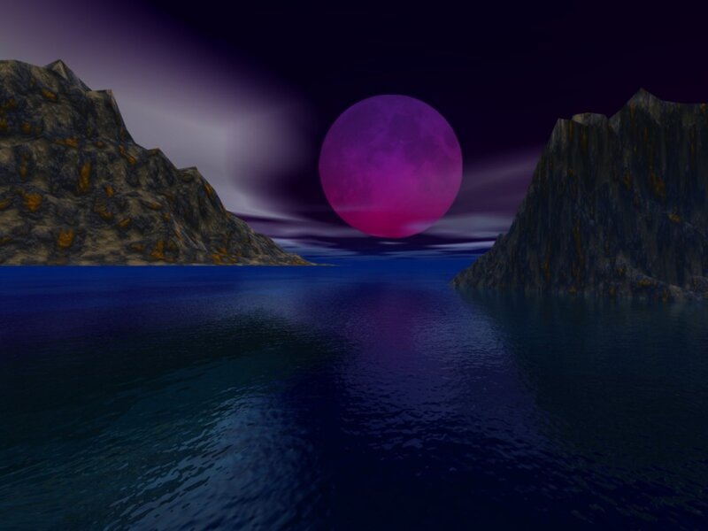 Purple Moon over Water — Dramatic