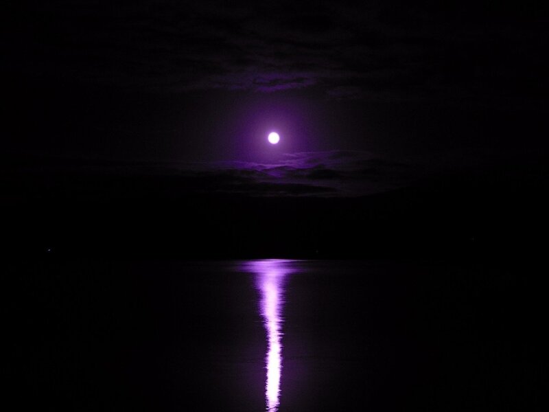 Purple Moon over Water — Serene, Night