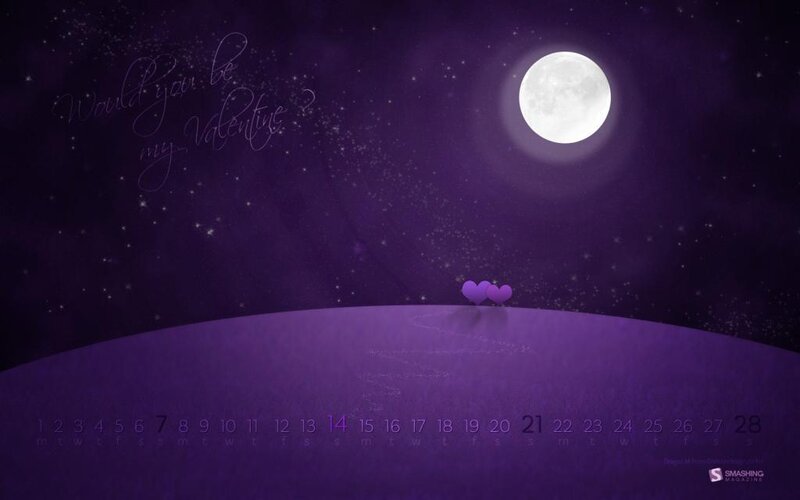 Purple moon valentine wallpaper
