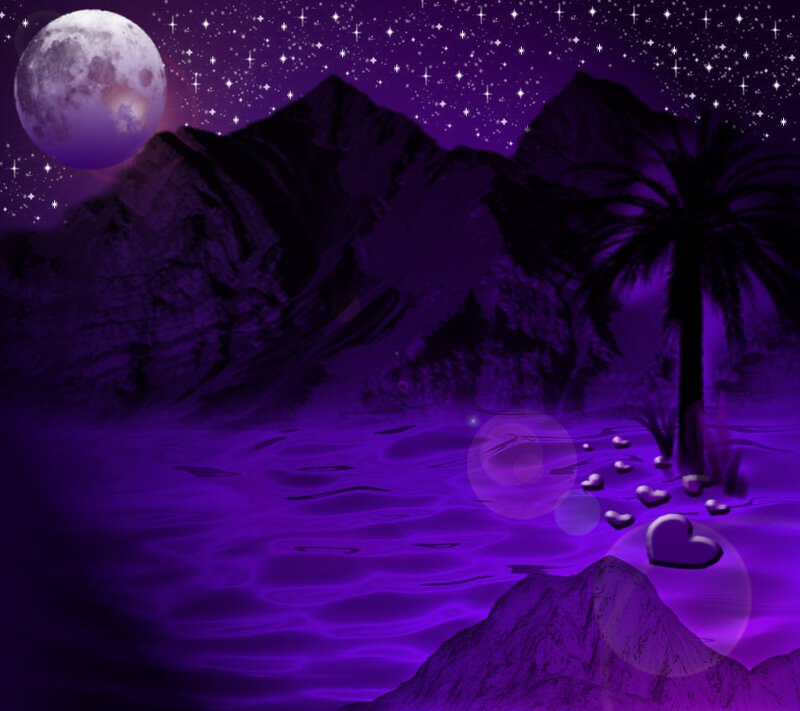 Purple Moonlit Landscape — Serene