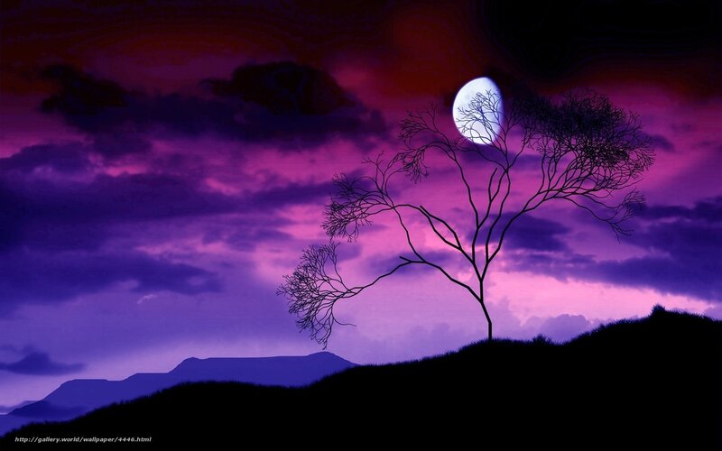 Purple Moonlit Landscape