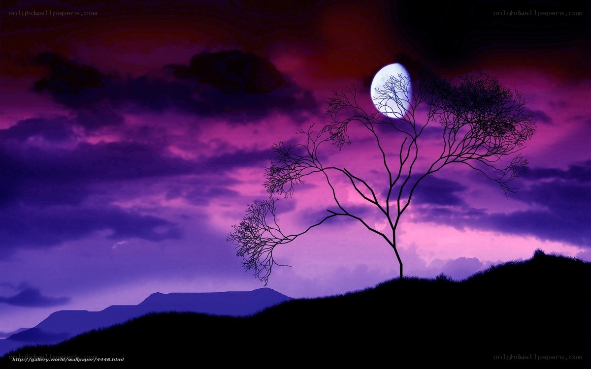 Purple Moonlit Landscape