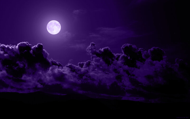 Purple Moonlit Night Sky