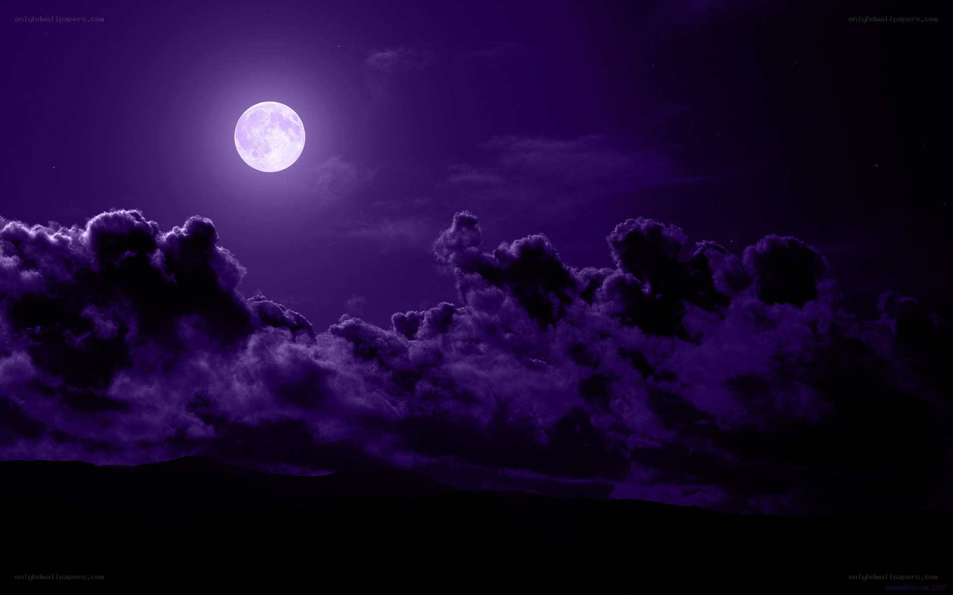 Purple Moonlit Night Sky