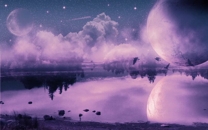 Purple Moons over Lake