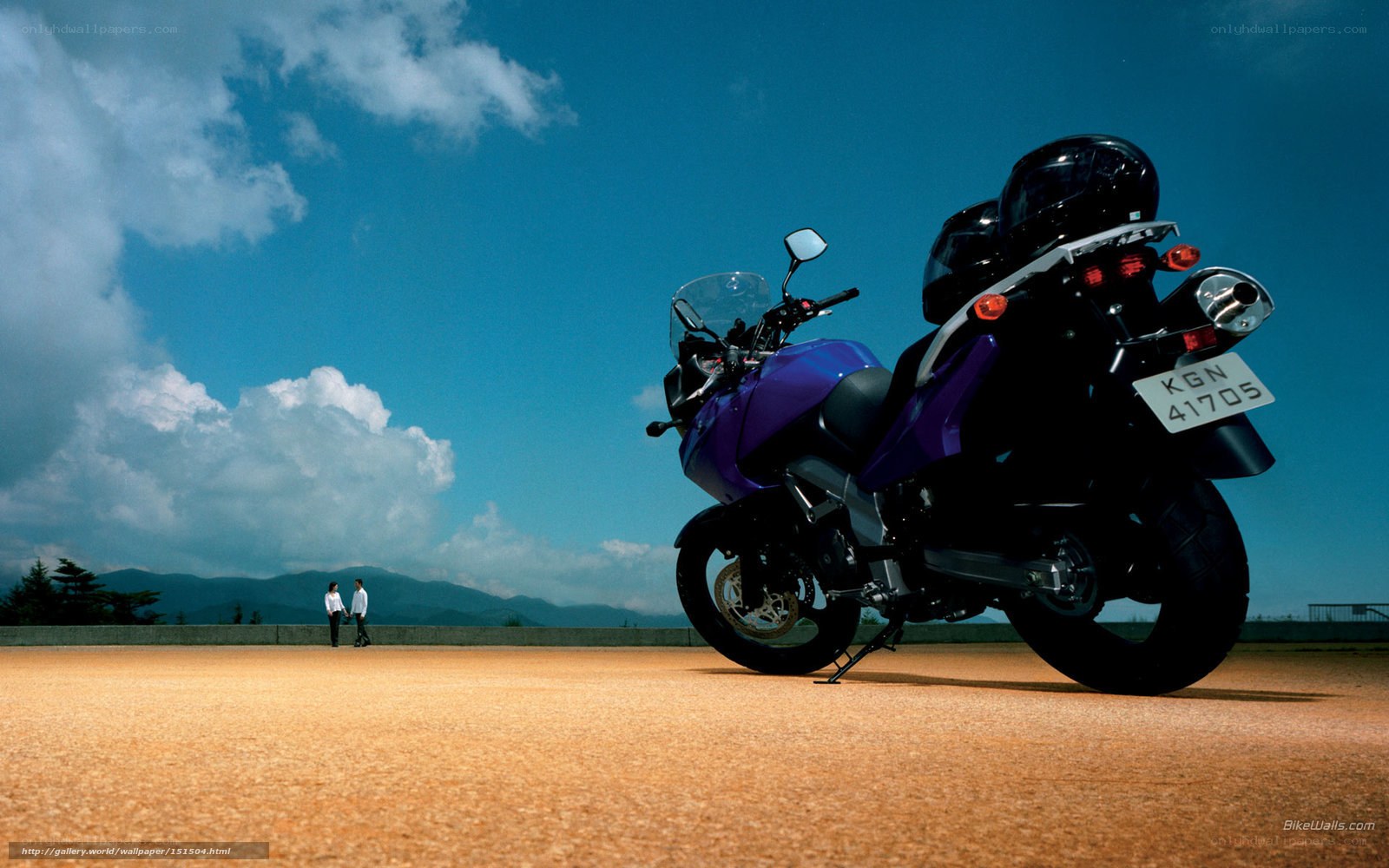 Purple motorcycle on a sunny day