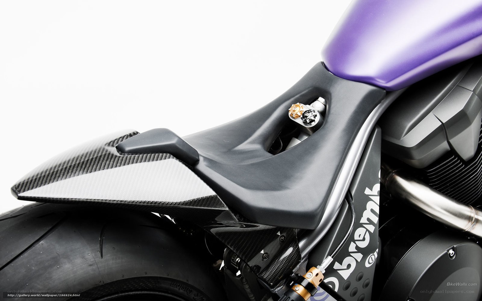 purple motorcycle seat detail