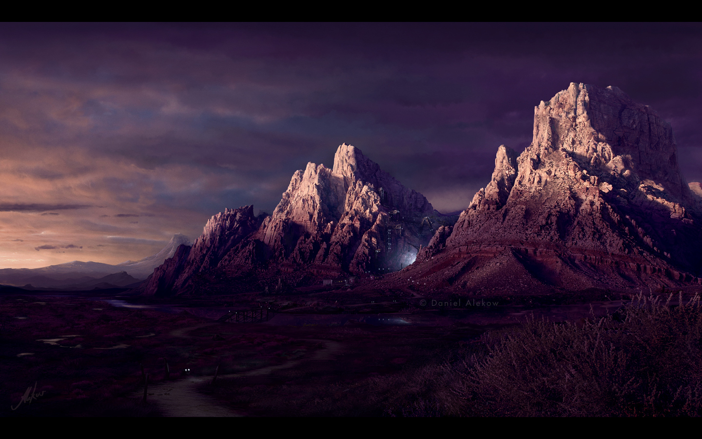 Purple mountain landscape
